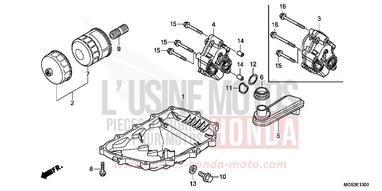 OELWANNE/OELPUMPE von NC700X Schaltgetriebe PEARL SUNBEAM WHITE (NHA66) von 2013